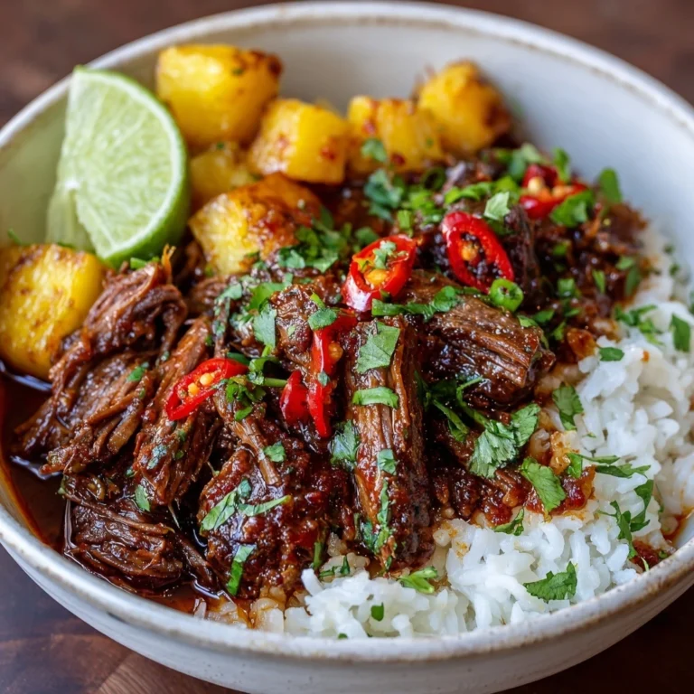 Slow-Cooked Beef with Pineapple & Rice Recipe