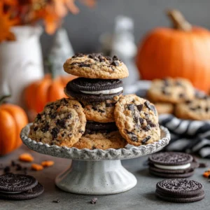 Easy Halloween Oreo Stuffed Chocolate Chip Cookies